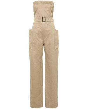 Saint Laurent Cotton Gabardine Jumpsuit - Natural