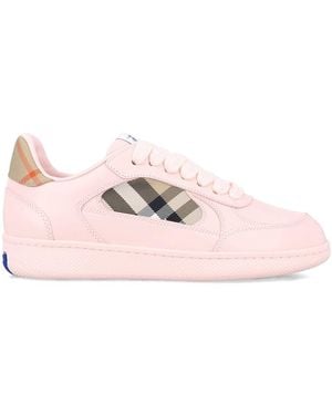 Burberry Leather And Check Terrace Trainers - Pink