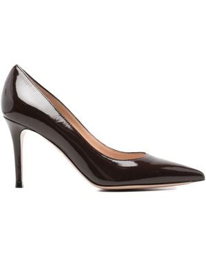 Gianvito Rossi Gianvito 85 Glossy Nappa Leather Pumps Shoes - Brown