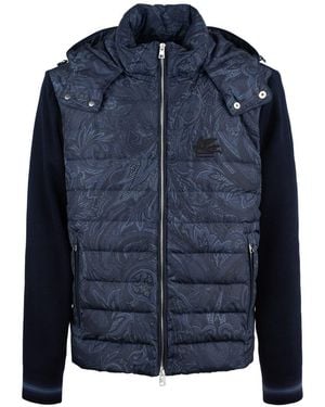 Etro Down Jacket With Paisley Print - Blue