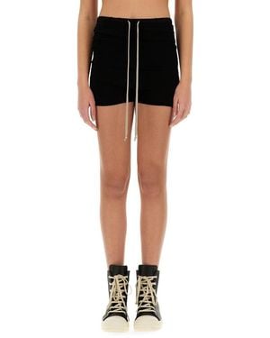 Rick Owens Elastic Waist Mini Shorts - Black