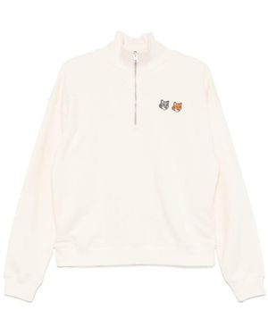 Maison Kitsuné Double Bold Fox Head Cotton Sweatshirt - White