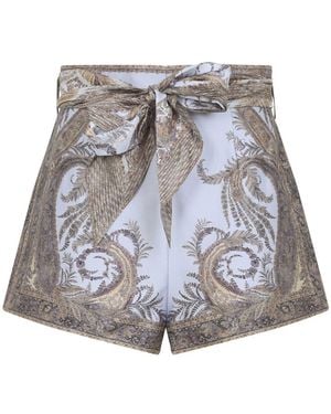 Zimmermann Lilac Paisley Silk Hypnotic Flat Front Short - Gray