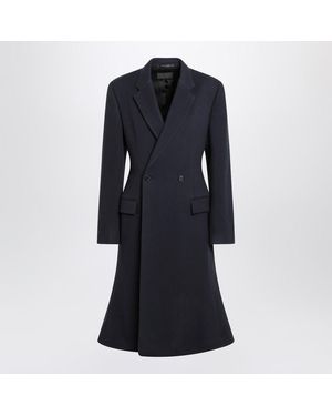Balenciaga Midi Godet Wool Coat - Black