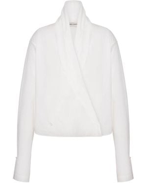 Alberta Ferretti Cotton Blouse With V-Neckline - White