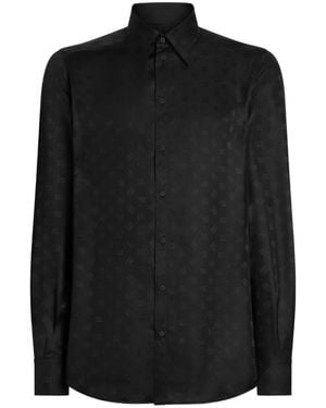 Dolce & Gabbana Monogram Silk Shirt - Black