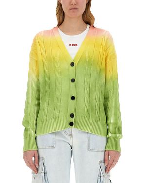 MSGM Gradient Knit Cardigan - Yellow