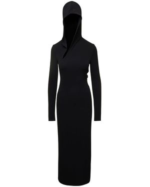 Versace Hooded Cut-Out T-Shirt Dress With Back Slit - Black