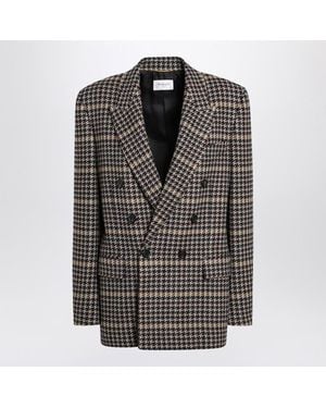 Saint Laurent Double-Breasted Checked Jacket - Black