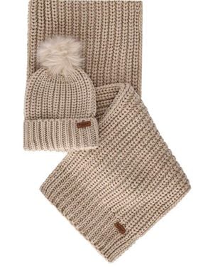 Barbour Saltburn Beanie + Scarf Set - White