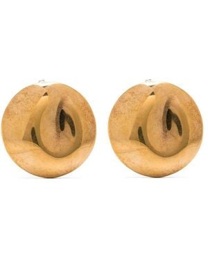 Golden Goose Metal Dented Stud Earrings - Natural