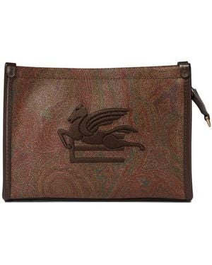 クラッチバッグ Etro Structured Leather Clutch Bag Etro Top Zipped Clutch Bag in Gray for Men | Lyst
