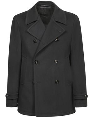 Tagliatore Luxurious Wool-Cashmere Three-Quarter Coat - Black