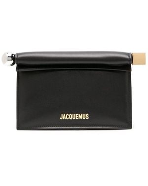 Jacquemus La Petite Pochette Rond Leather Clutch Bag - Black
