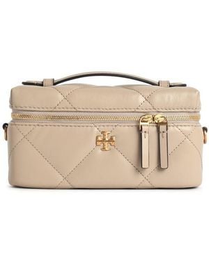 Tory Burch 'Kira' Leather Beauty Case - Natural