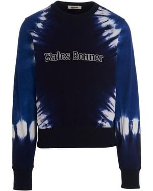 Wales Bonner Logo Embroidery Tie Dye Sweatshirt - Blue