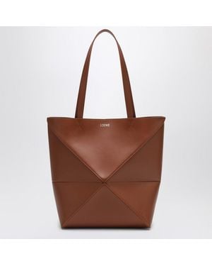 Loewe Medium Puzzle Fold Tote Bag In Light - Brown