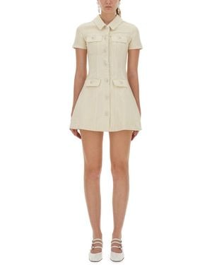 Self-Portrait Denim Mini Dress - Natural