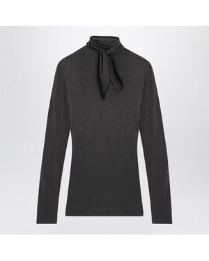 Lemaire Top With Scarf And Patches - Black