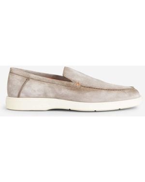 Santoni Suede Leather Loafers - Natural