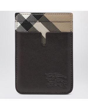 Burberry Pop Magnetic Card Holder With Check Pattern - Black