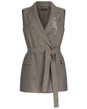Liu Jo Chevron Brooch Waistcoat - Gray