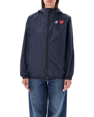 COMME DES GARÇONS PLAY Waterproof Zip Jacket With Hood - Blue
