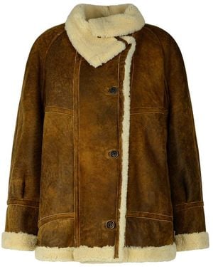 Salvatore Santoro Leather Sheepskin Jacket - Brown