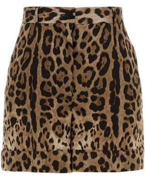 Dolce & Gabbana Printed Poplin Shorts - Brown