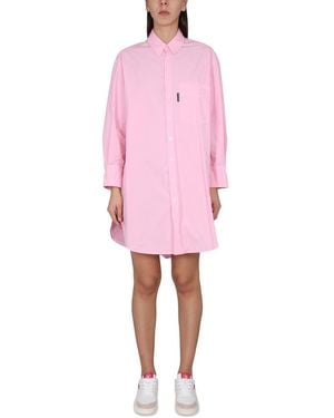 Palm Angels Chemisier Dress With Logo - Pink