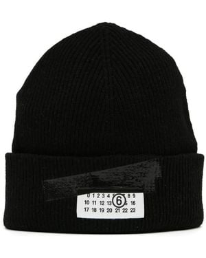 MM6 by Maison Martin Margiela Ribbed Hat - Black