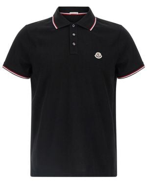 Moncler Piqué Cotton Polo Shirt - Black