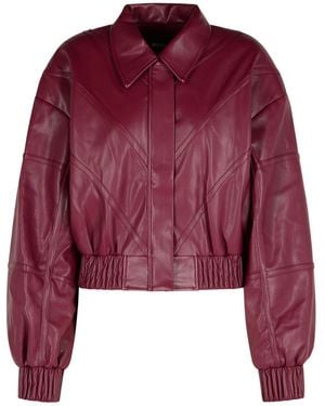 ROTATE BIRGER CHRISTENSEN Burgundy Polyester Bomber Jacket - Red