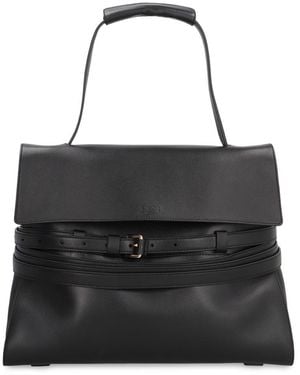 Moschino Tie Me Medium Leather Handbag - Black