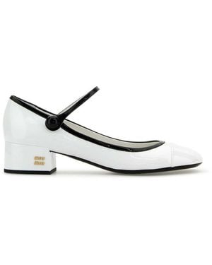 Miu Miu Leather Court Shoes - White