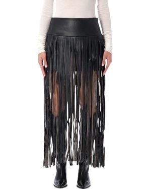THE GARMENT Brooklyn Leather-Look Fringe Skirt - Black