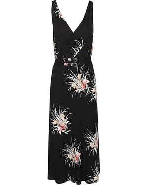Prada Orchid Print Midi Dress - Black