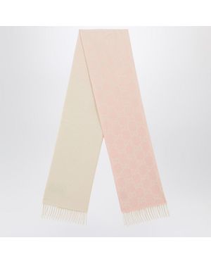 Gucci Ivory/pink Scarf With Logo - Natural