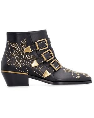 Chloé Studded Leather Ankle Boots - Black