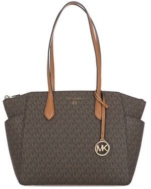 Michael Kors All over Logo printed Tote Bag in Pink Lyst