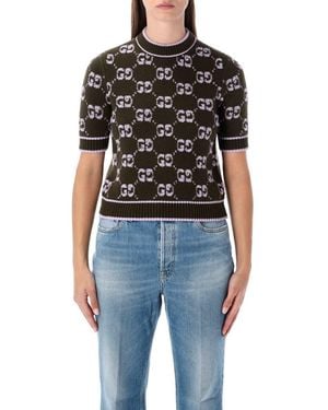 Gucci Gg Wool Bouclé Jacquard Top - Black