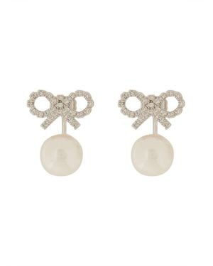 Self-Portrait Earrings With Bow - White