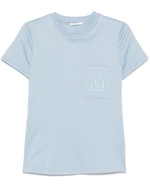 Max Mara Cotton T-shirt With Logo - Blue