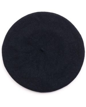 Maison Margiela Four Stitch-Logo Virgin Wool Beret - Blue