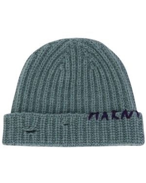 Marni Beanie With Embroidered Logo - Green