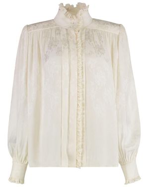 Chloé Oversized Silk Jacquard Blouse - White