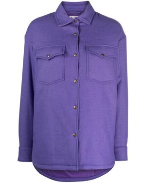 Mc2 Saint Barth Logo Strass Wool Overshirt - Purple