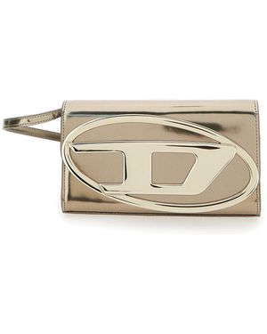 DIESEL '1Dr' Metallic Belt Bag With Logo Plate - Natural