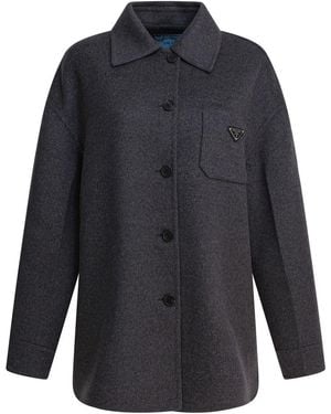 Prada Wool Jacket With Buttons - Blue