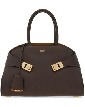 Ferragamo Hug Small Leahter Tote Bag - Black